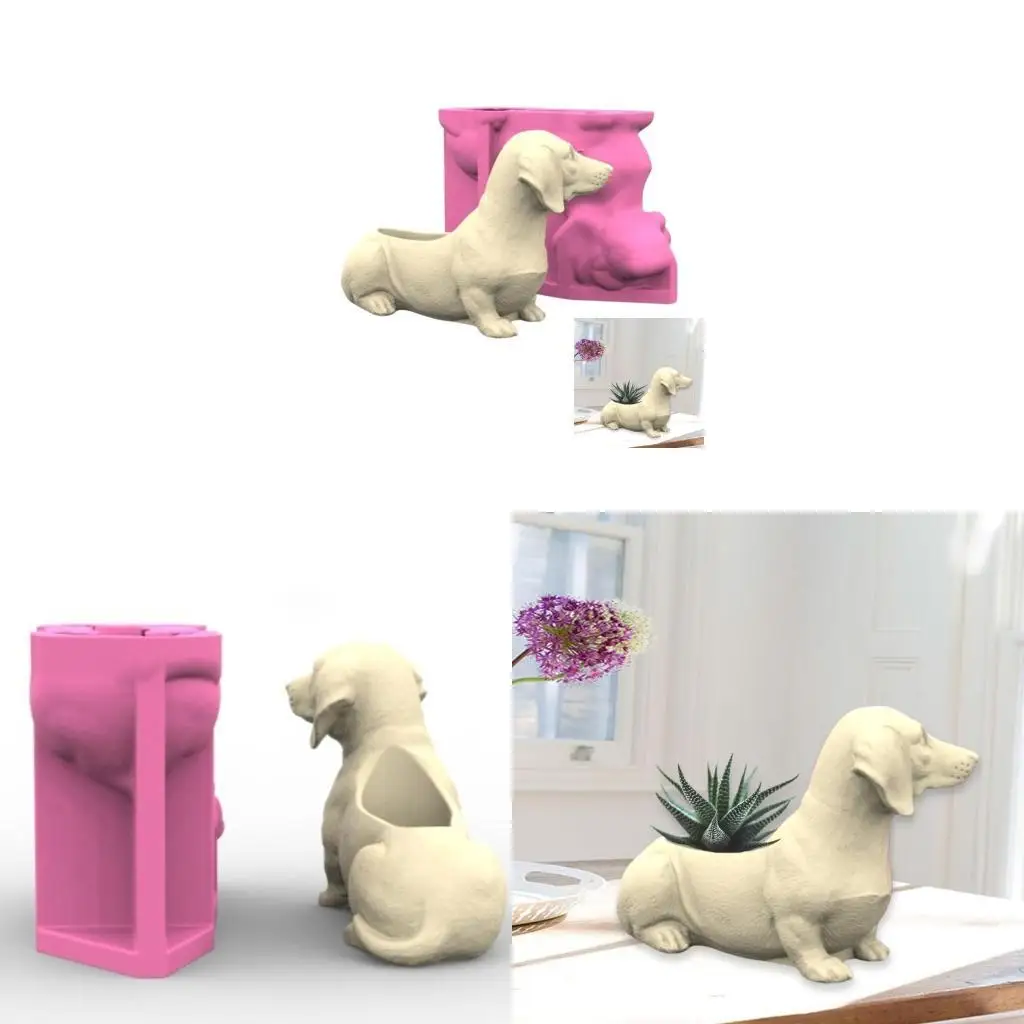 

R3MC Силиконовые горшки формы плесень формы собаки сочные вазы