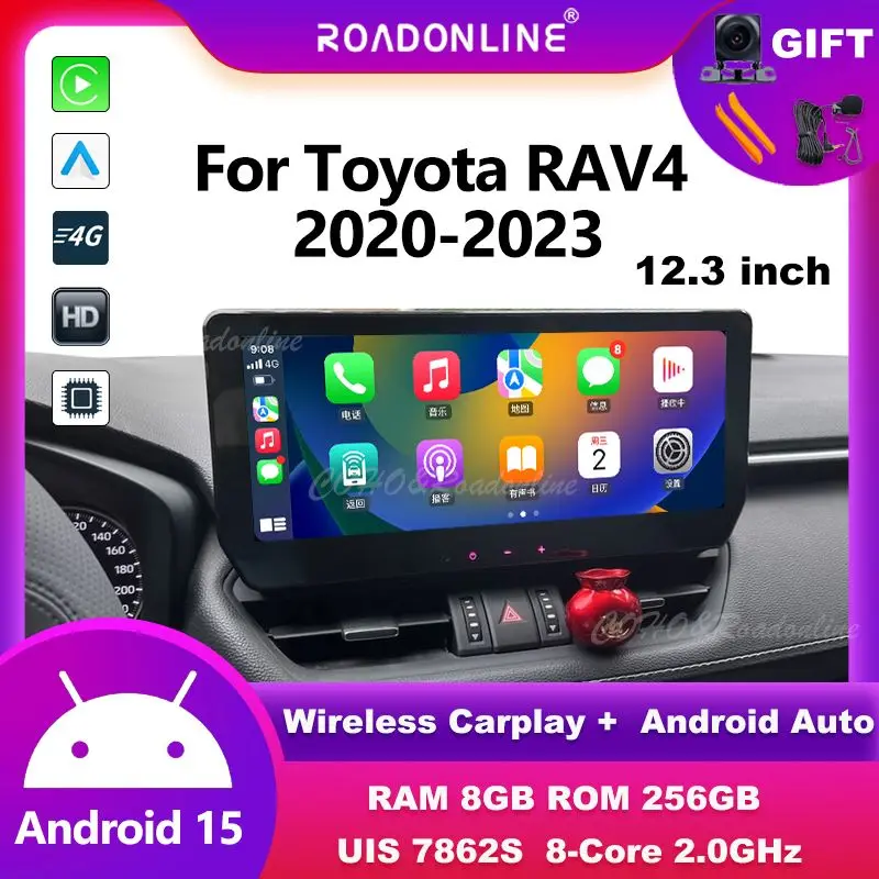 

Android audio For Toyota RAV4 2020-2023 Android 15 12.3inch 8+256 Car Multimedia Player car intelligent systems