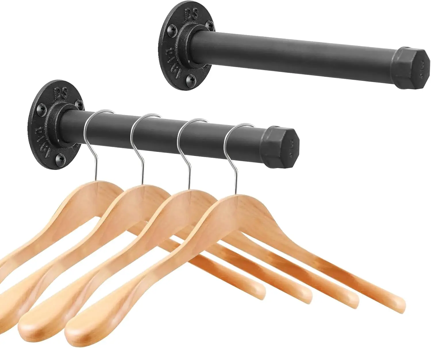 

Heavy Duty Cast Iron Wall Mounted Clothes Rack, Industrial Pipe Coat Rack, 2 Pack 8 inch