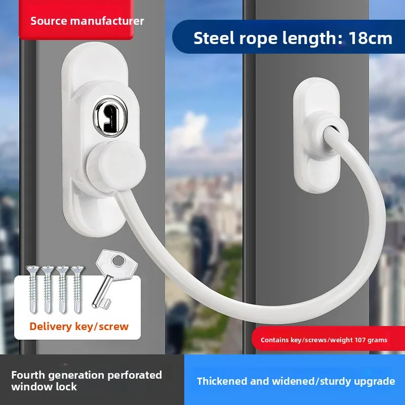 

Stainless Steel Window Lock - No-Drill Window Stopper Zipper Lock Child Safety Anti-Theft Lock Catch for Home