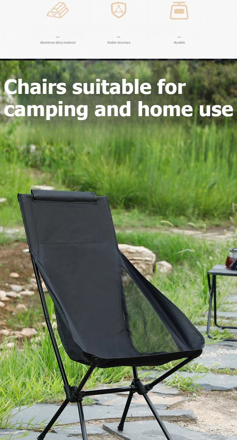 Atmungsaktiver, faltbarer Moon Chair mit hoher Rückenlehne für Camping, Angeln, Strand, Reisen und Garten. – Detail 2