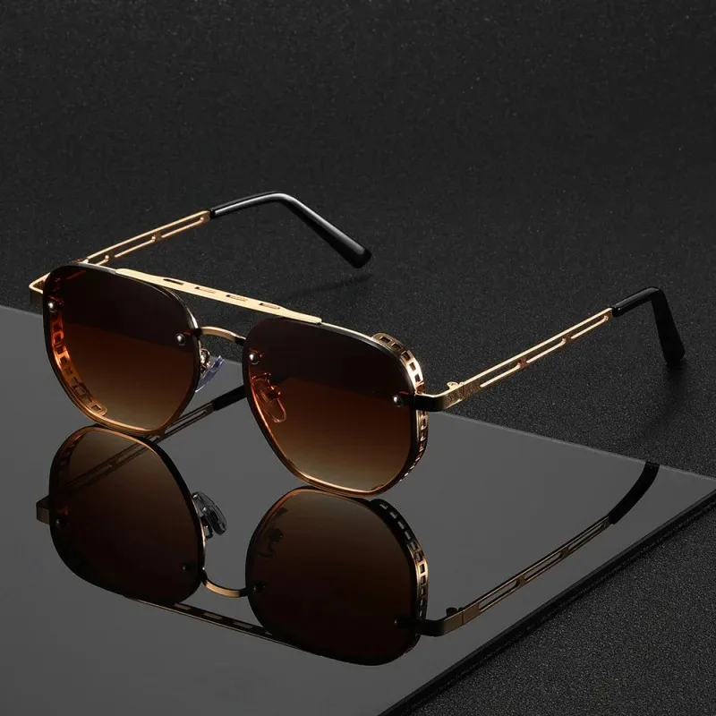 Classic and fashionable double-beam metal sunglasses, high-end, simple and versatile Sun Glasses for Man Women image 4
