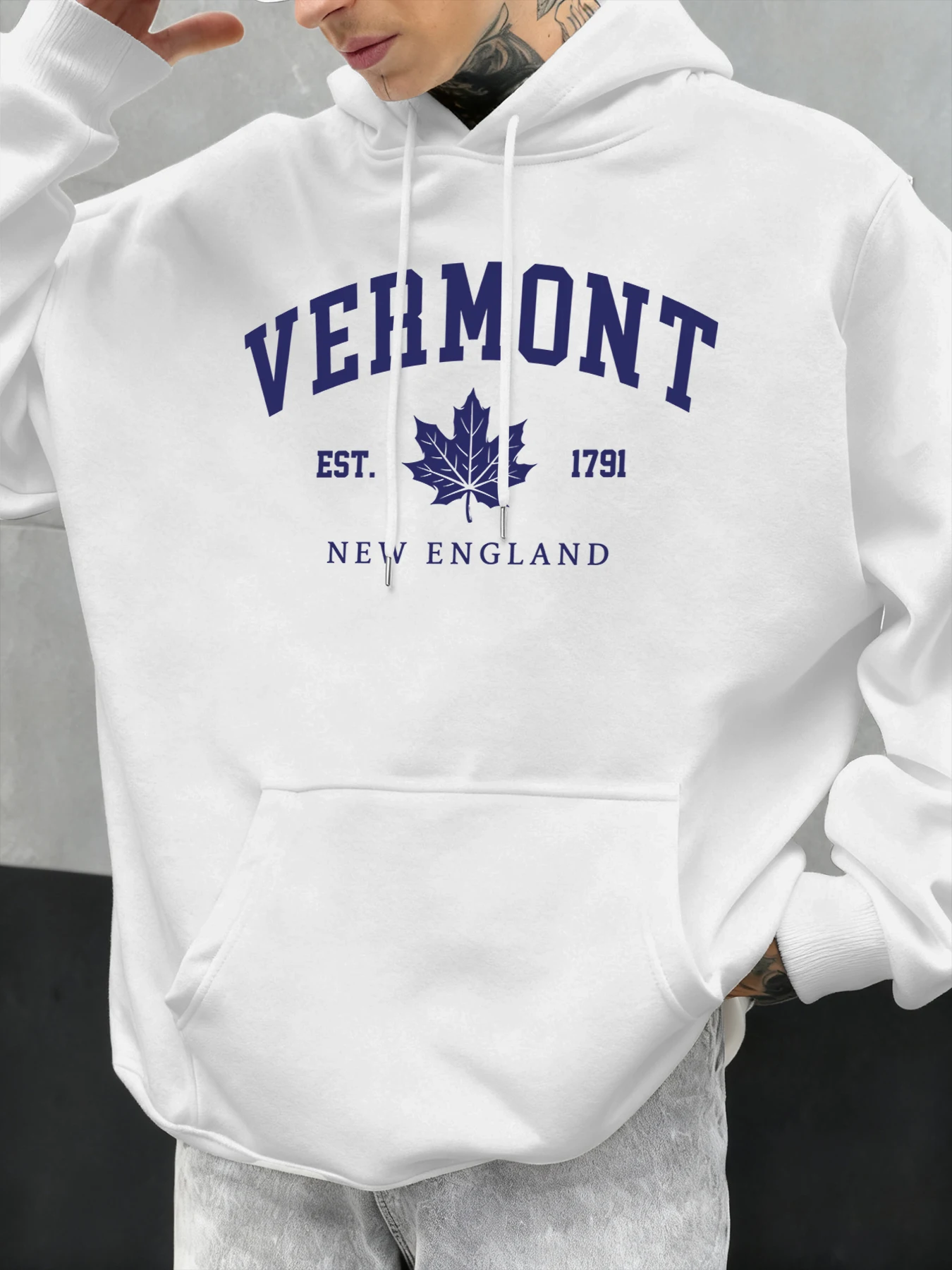 

Vermont, Новая Англия, Est 1791, толстовка с принтом для мужчин, осенние универсальные толстовки, модные флисовые пуловеры, повседневная мягкая одежда унисекс