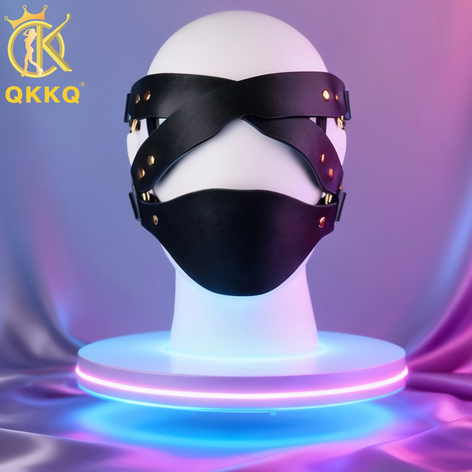 QKKQ Interesting Sexy Face Shield Strap On Leather Mask Fantasy Fetish Masks Couple Flirting Head Bondage Harness BDSM Sex Toys