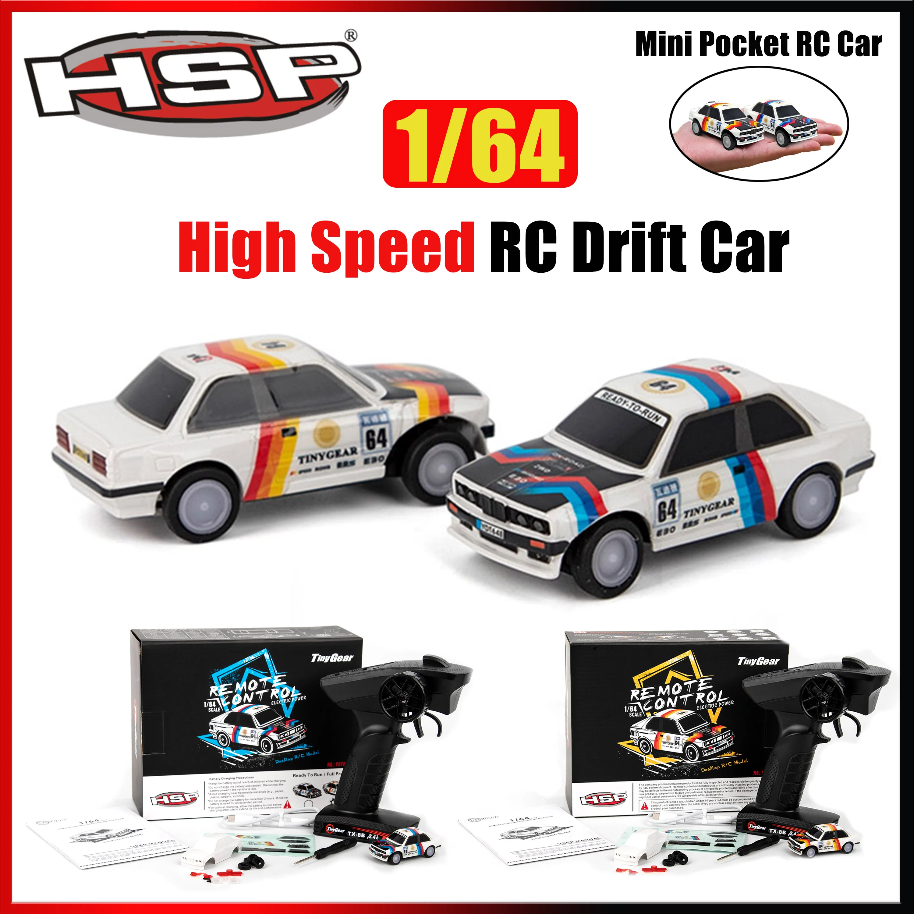 

HSP TX-8B 1/64 High Speed RC Drift Car 2.4G Desktop Mini Racing Remote Control 2WD Pocket Car Portable Model Toys for Boys Child