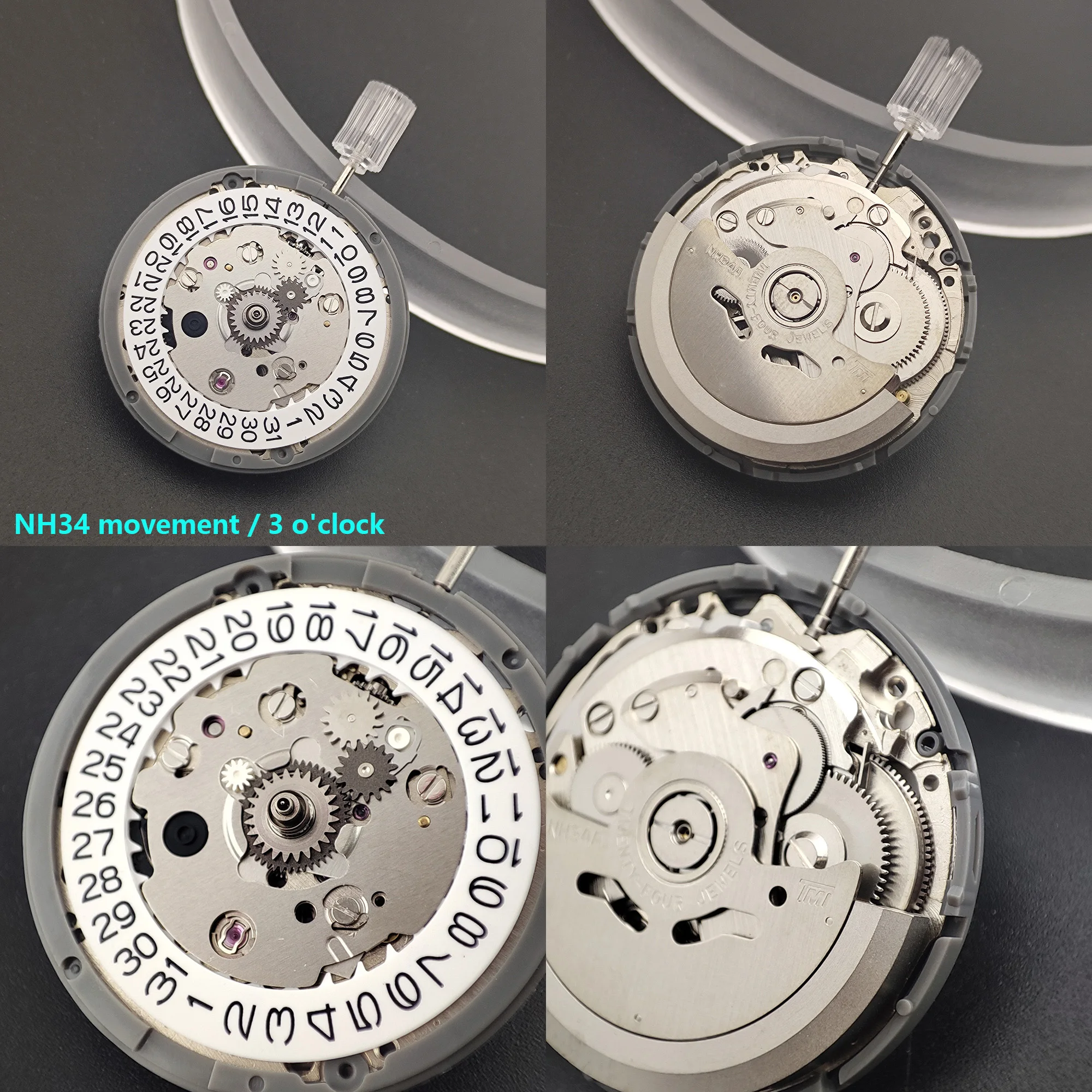 New NH34 Automatic Mechanical Movement GMT 24 Hours Hands Japan Original Parts NH34A Date at 3.0 High Accuracy Mechanism MOD