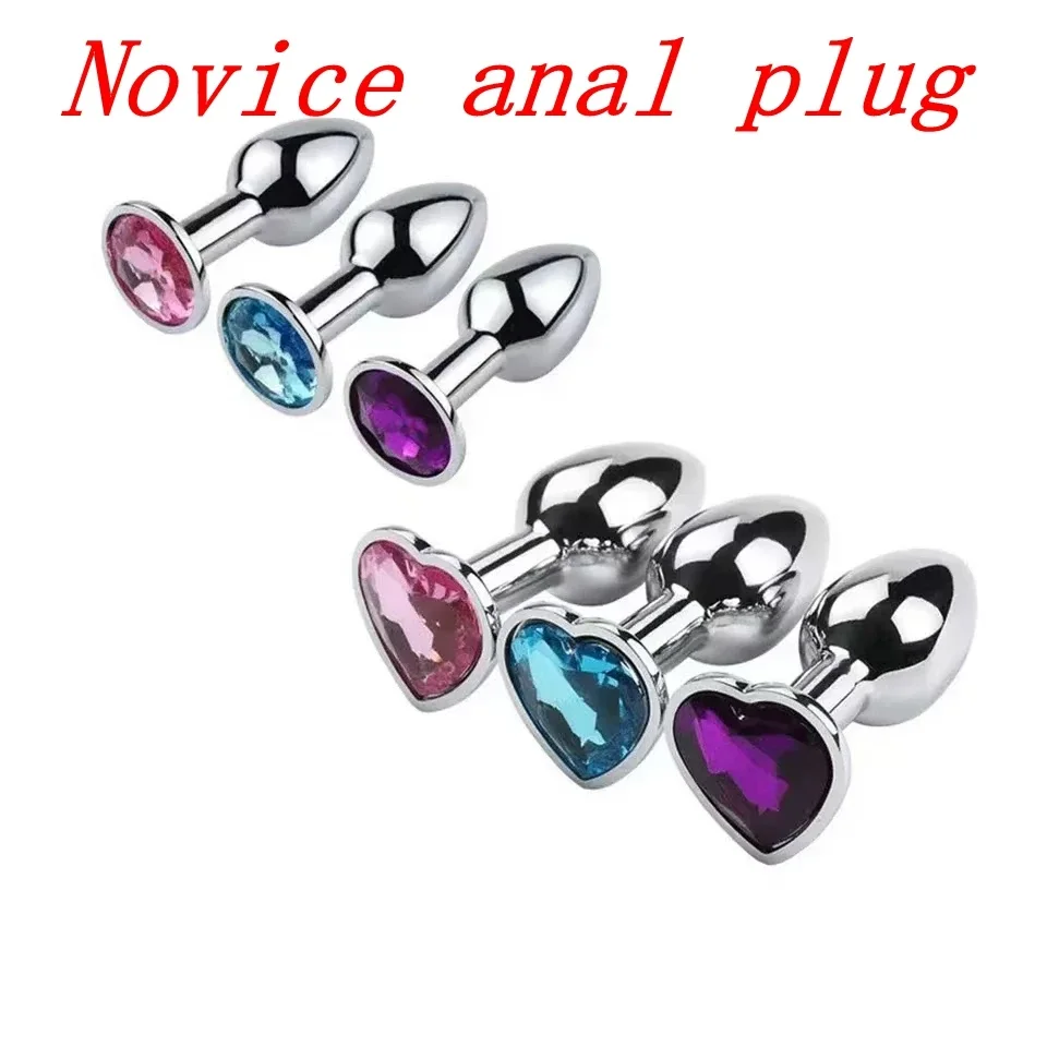 Novice anal plug sex toy crystal heart smooth steel extreme butt plug female prostate massager stimulator adult sex product