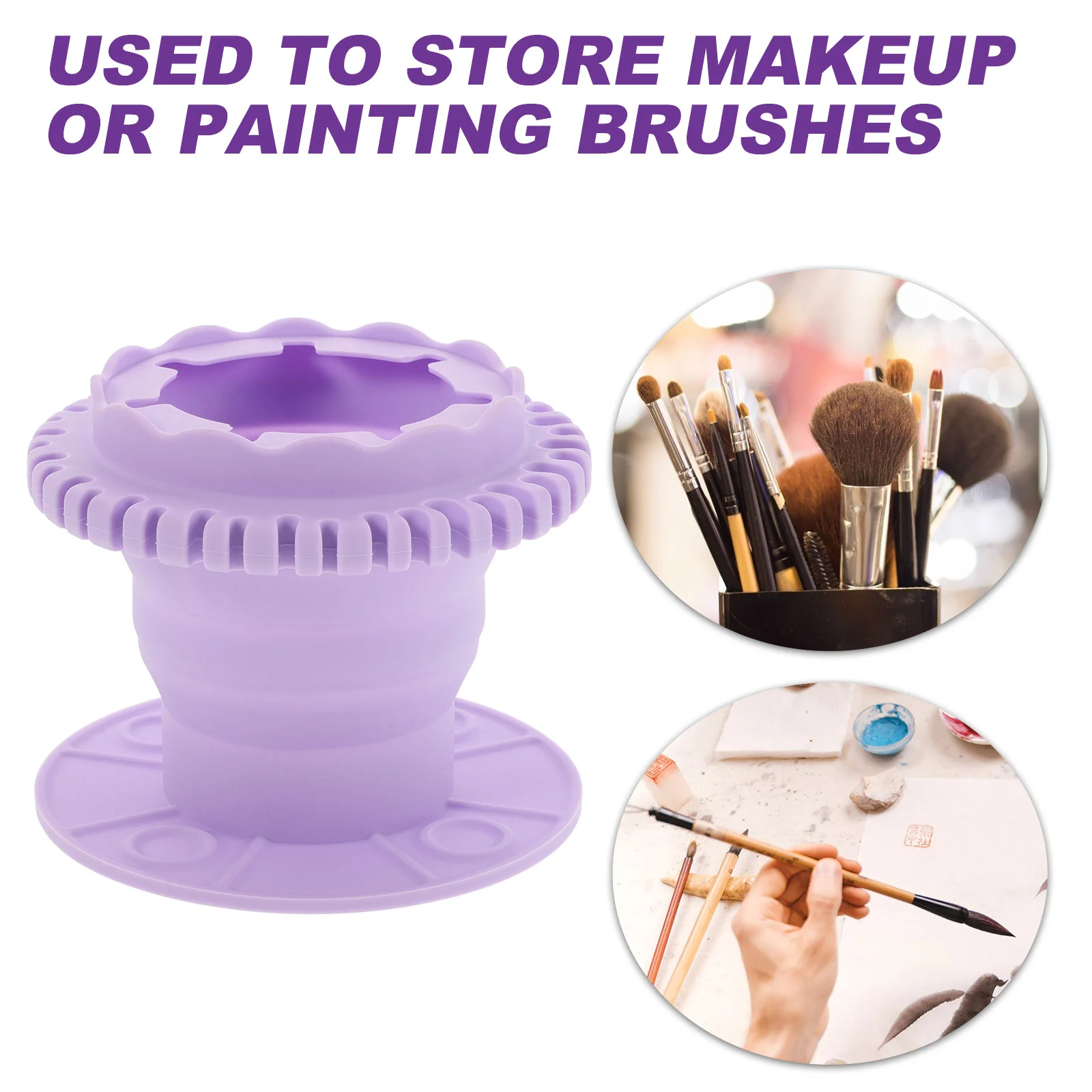 Paint Brushes Cleaner Makeup Cup for Home Storage Holder Rack Cleaning Tools Purple Miss