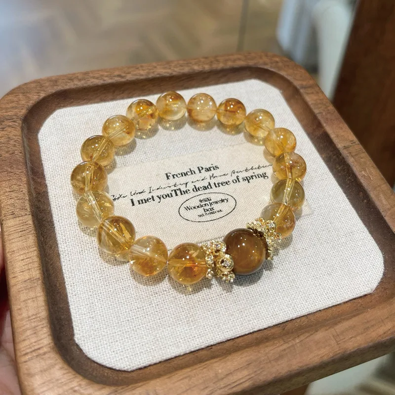 

Natural Yellow Pagoda Tiger Eye Stone Wealth-Attracting Bracelet for Women Large Round Beads Accessories Wholesale Jewelry