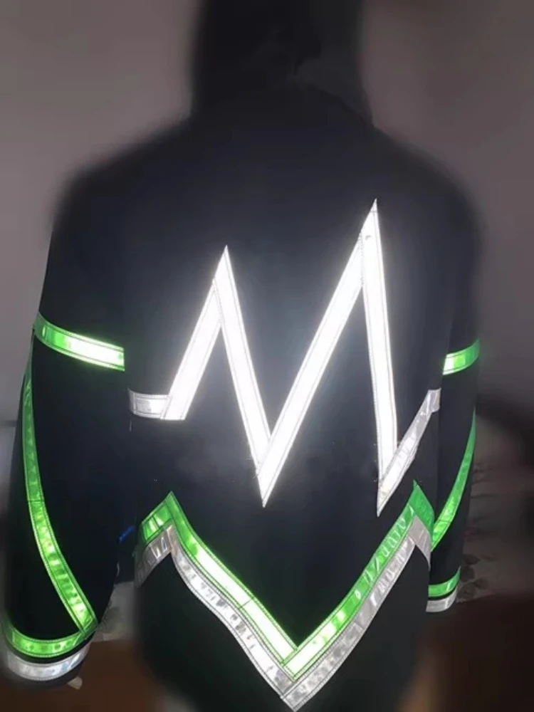 Fashion Ghost Walk Costume Reflective Hoodie Luminous Clothes Hip-hot Dance Sweatshirt Ghost Walk Reflective Top Unisex