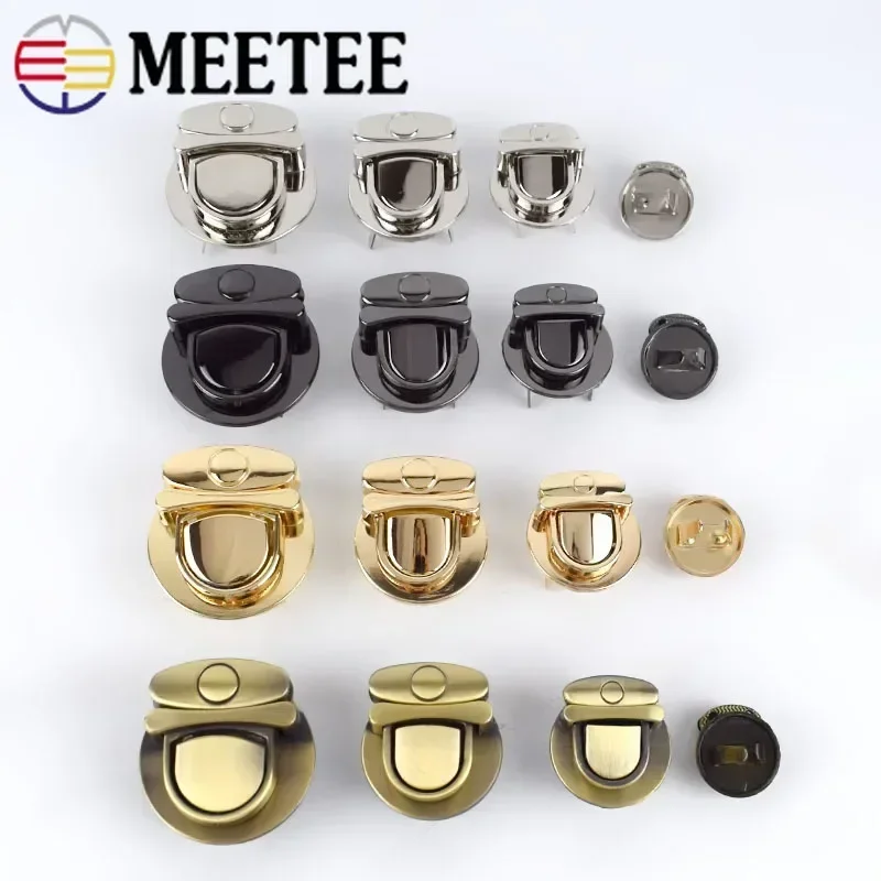 2Pcs Meetee Metal Round Clasp Turn Twist Lock Buckle for Bag DIY Handbag Clasps Purse Hardware Closure Locks Luggage Accessories