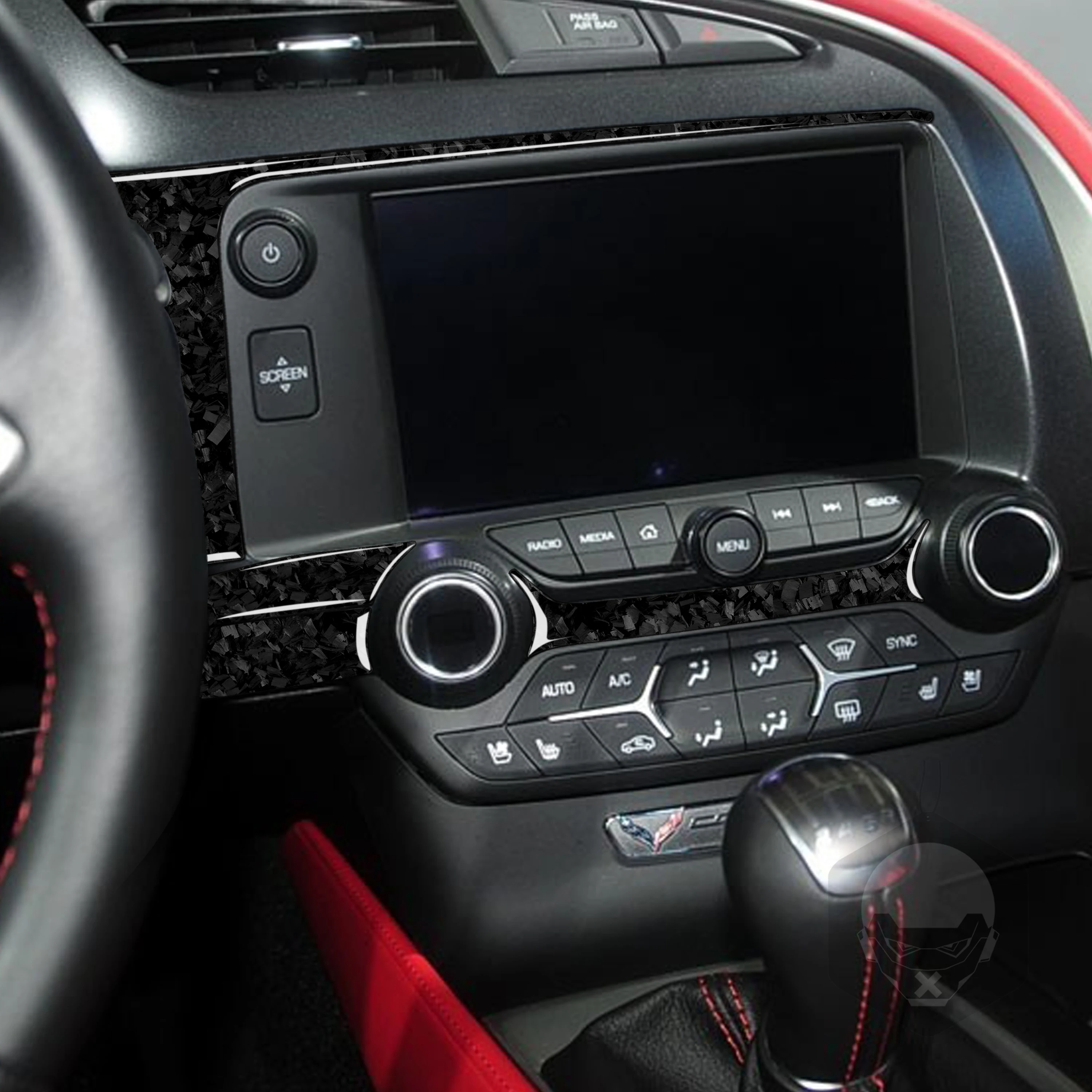 For Chevrolet Corvette C7 Z06 2014-2019 Forged Carbon Fiber Central Control Navigation Frame Panel Cover Car Accessories Sticker