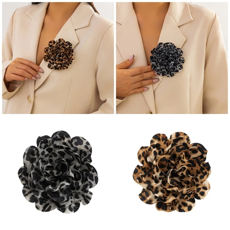 Fashionable Leopard Print Flower Duckbill Clip Brooch for Trendsetters Comfortable to Wear Corsage Easy to Attach Pin