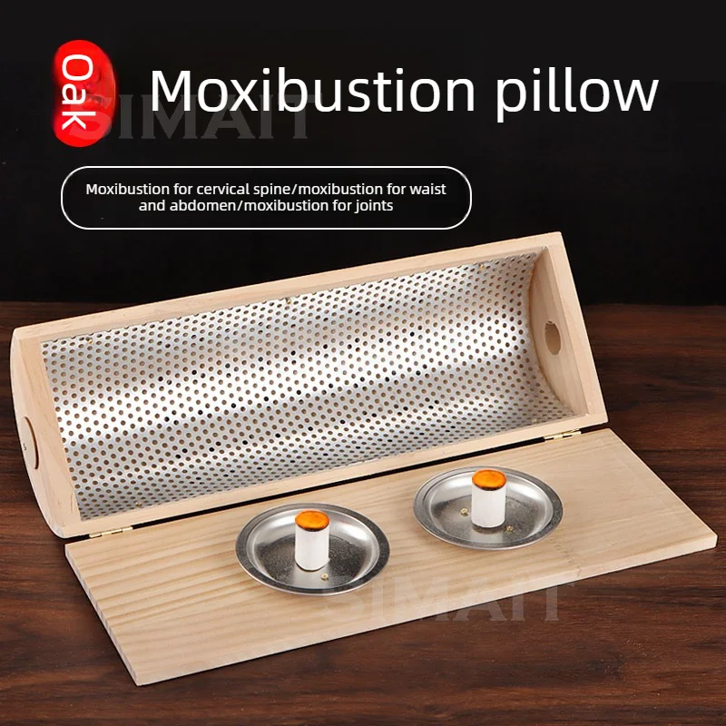Moxibustion Box Wooden Cervical Pillow Wood Therapy Moxa Sticks Burner Relieve Cervical Pain Traditional Chinese Physiotherapy