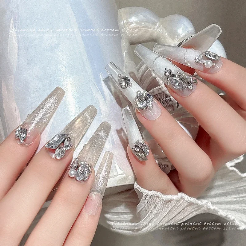 Geometrische Kristallen Stapelboor Liefde Hart Rond Vierkant Elliptische Flash Steentjes Nail Art Decoraties Manicure Gereedschap Accessoires