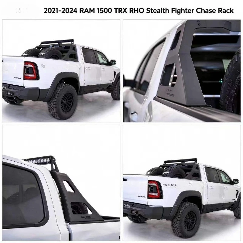 For KM RAM 1500 TRX 1/8 RC Crawler RHO Stealth Fighter Chase Rack – All-Aluminum Roll Bar, CNC Machined Metal Upgrade Parts