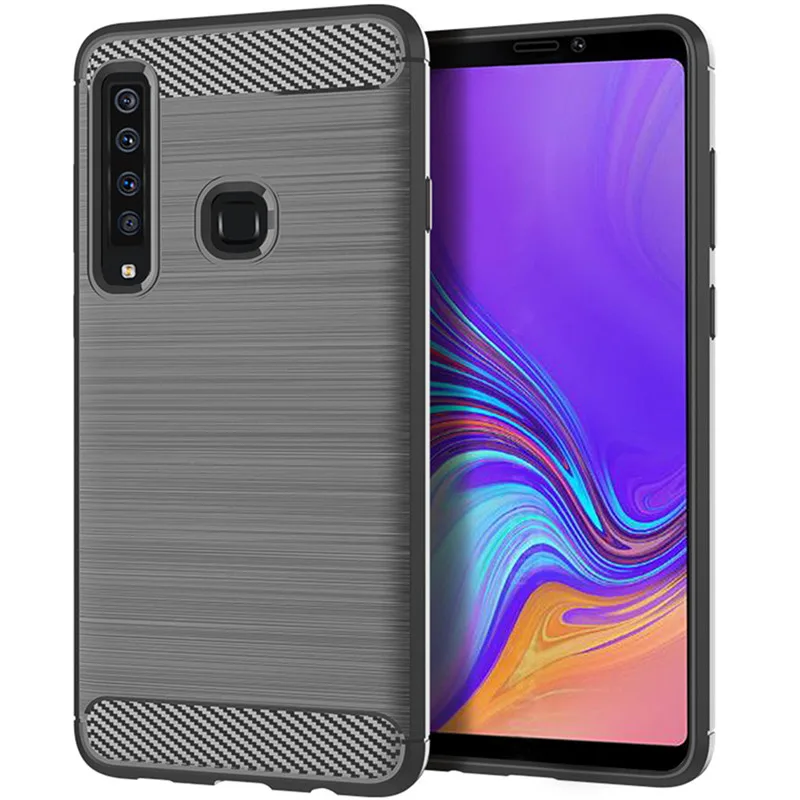 Shockproof Carbon Fiber Case for Samsung Galaxy A9 2018 Brushed Texture Rubber Silicone Case for galaxy a9 2018 Phone Cover