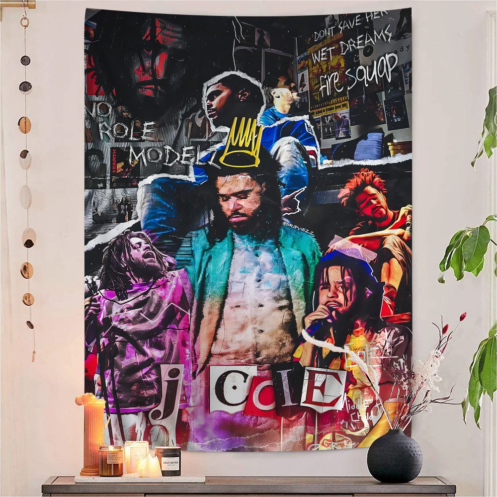 J Cole K.O.D Forest Eyez Rapper Colorful Tapestry Wall Hanging Hanging Tarot Hippie Wall Rugs Dorm Wall Art Decor