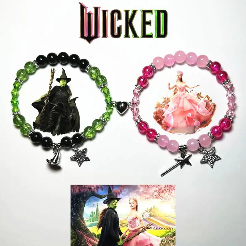 Zauberstab Hut Stern Anhänger Perlen Armband Paar passende Armbänder böse Hexe Film inspirierte Armband Freund Schmuck