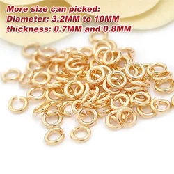 3.2~10MM thickness 0.7~0.8MM High Quality 18K Gold Color Brass Round Connect Double Jump Rings Split Rings Jewelry Accessories