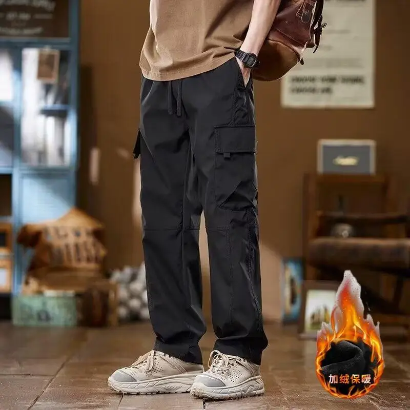 

Men's Pants Winter Clothes Man Pants Overalls Y2K Joggers Straight Pants Athleisure Thermal Trousers Plus Size Wholesale Fashion