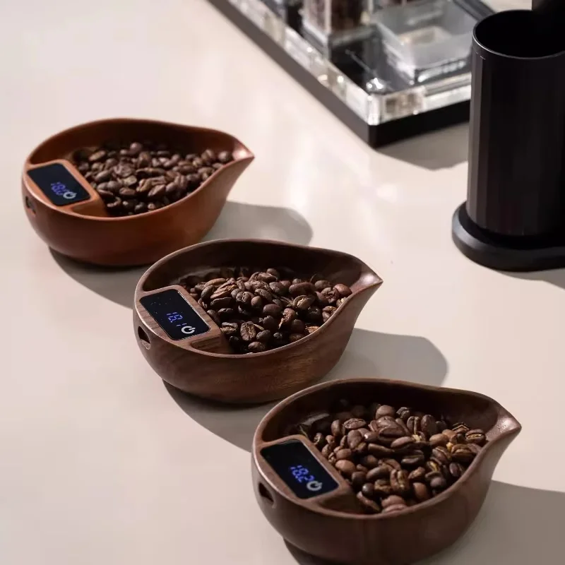 MUVNA 2.0 Espresso Scale Walnut Wood Electronic Display Coffee Bean Container Premium Coffee Tool For Home Cafe - view 4