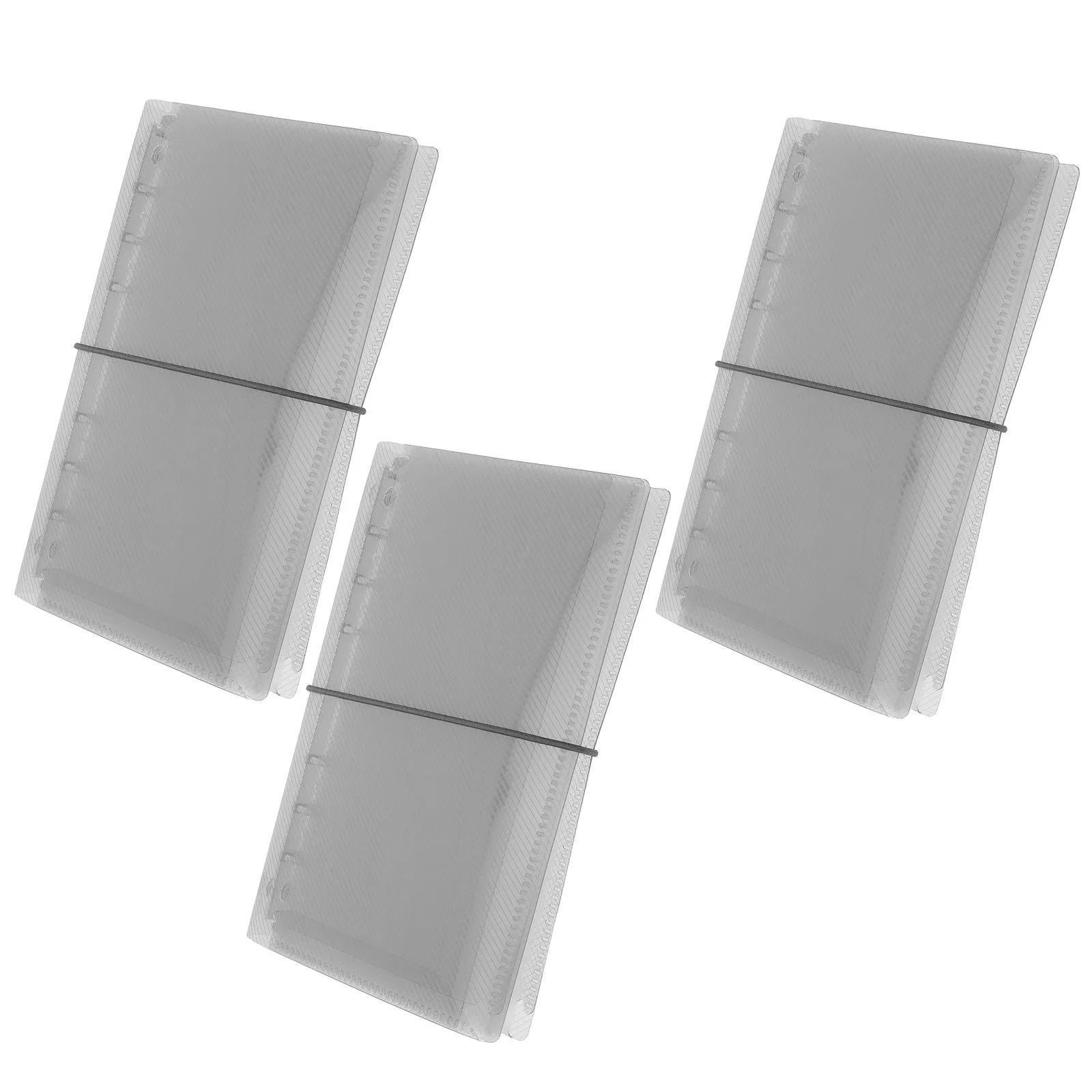 3Pcs Clear A6 Notebook Cover Refillable Soft Binder Elastic Band Round Ring Organizer Budget Planner Meeting School Office view 5