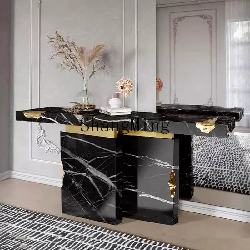 FG marble entrance table light luxury high-end feeling home against the wall modern stainless steel entrance table