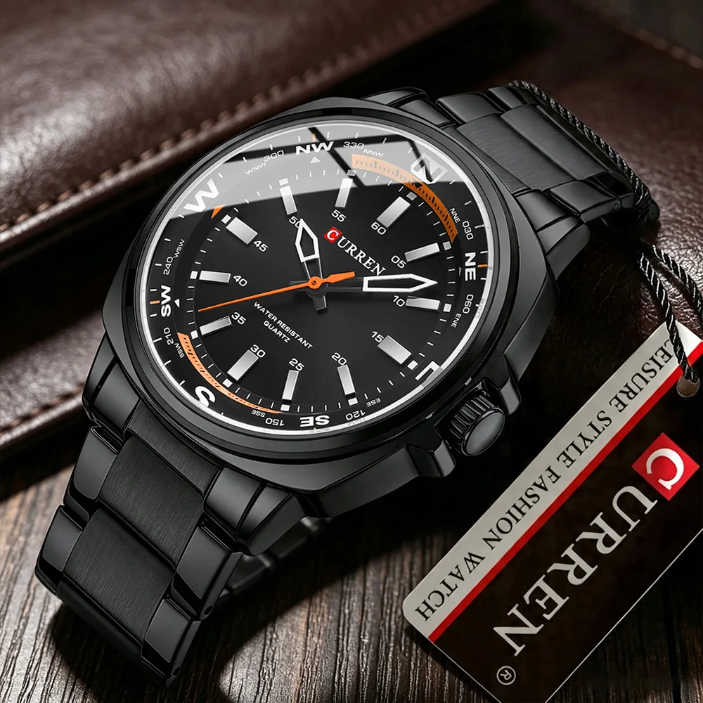 CURREN Originate Luxury Watch Business Waterproof Male Clock Luminous Date Stainless Steel Round Quartz Men Watch reloj hombre