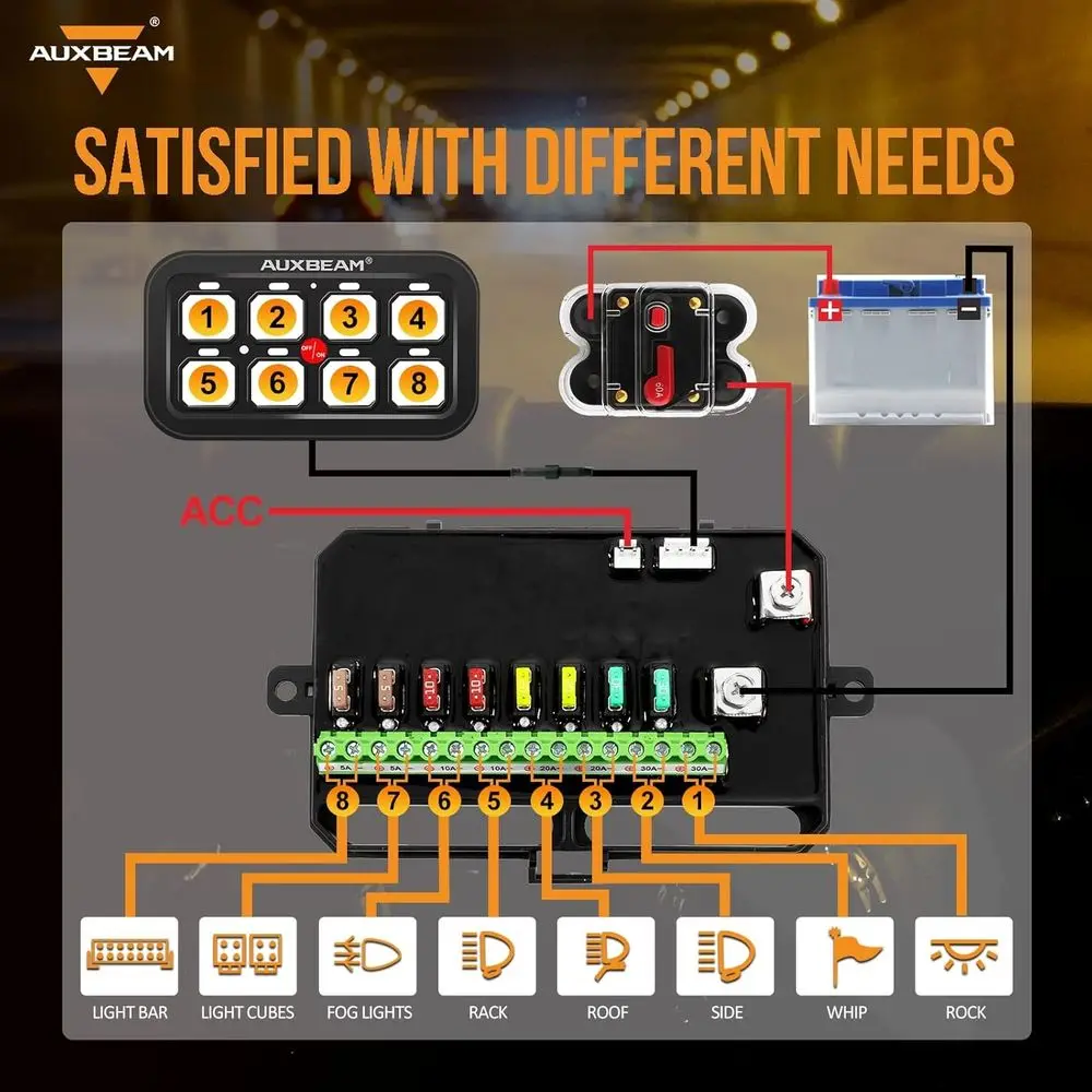 8 Gang Switch Panel BA80 Automatic Dimmable LED Touch Control Panel Box Electronic Relay System Car Touch Switch Box Universal f view 4