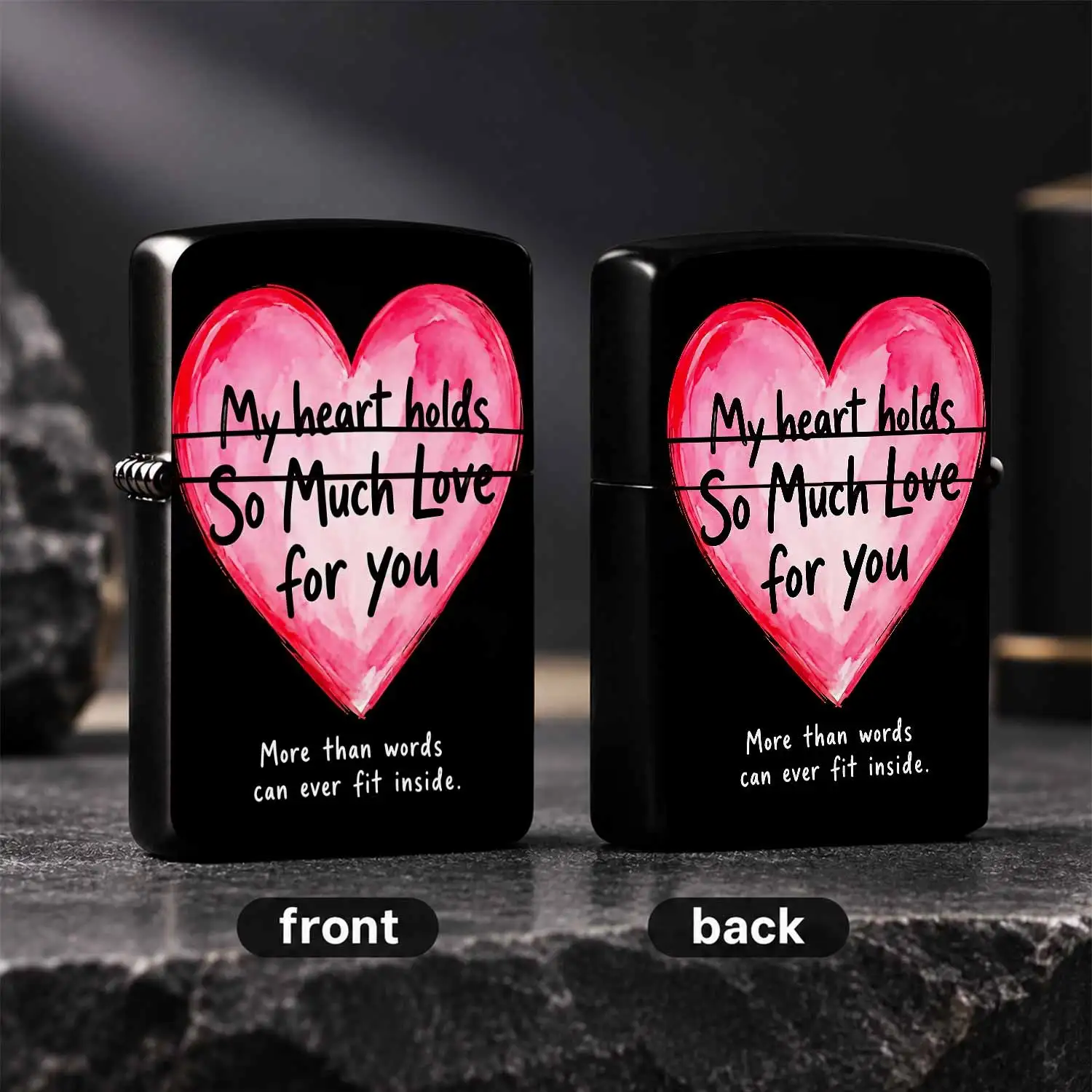 All Occasion Portable Lighter Romantic Pink Watercolor Heart Pattern Print My Heart Holds So Much Love For You Sentimental Gift For Partner Family Friends Anniversary Daily Use Thoughtful Warm Surprise Present A Humorous And Interesting Lig