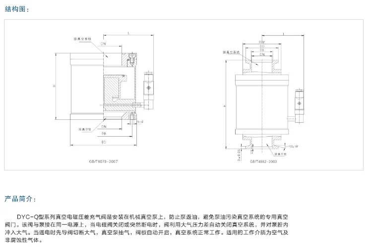 Vacuum electromagnetic pressure differential inflation valve DYC-Q65