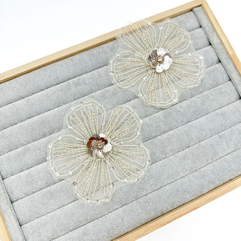 Clothing Accessories Chest Flower Studded Collar Dress DIY Decorative Sequin Flower Pattern Stickers Embroidered Lace Fabric