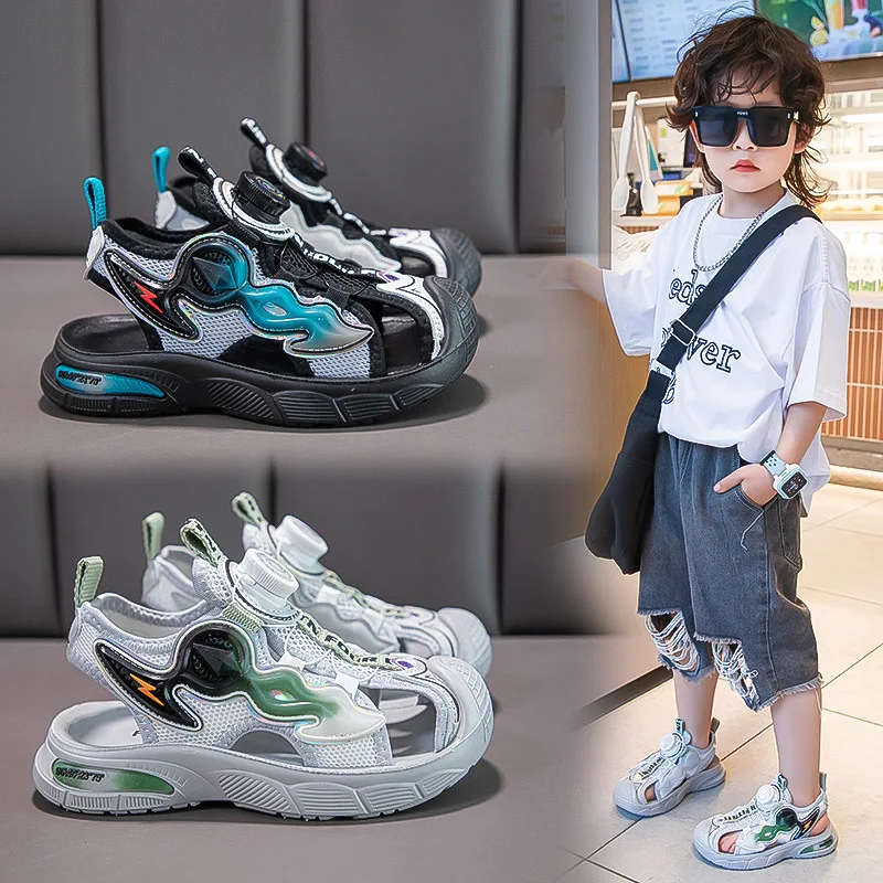 

Summer Swivel Button Boys Sandals Fashion Children Beach Shoes Kids Sneakers Comfortable Sports Casual Size 26-37