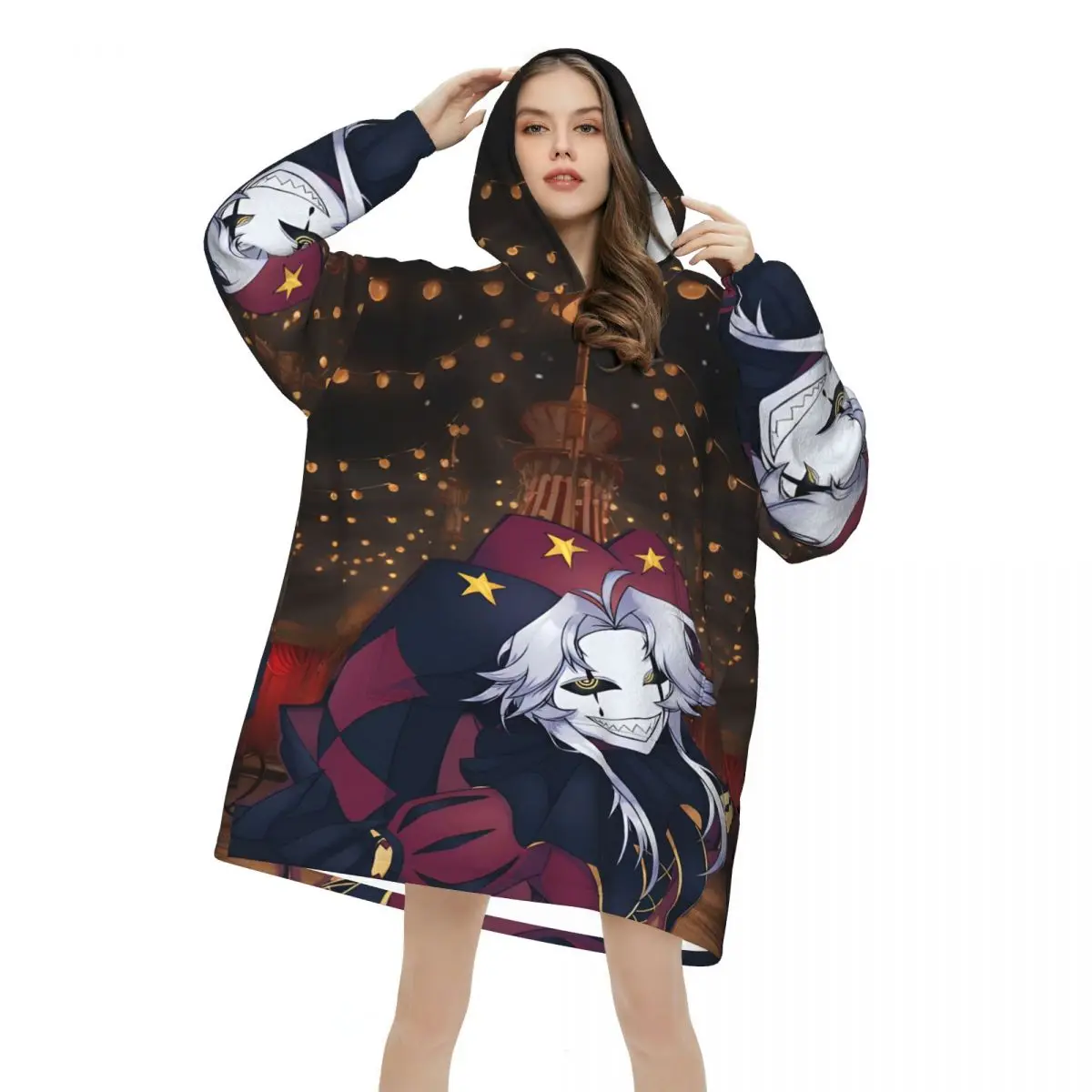 Pierrots The Freak Circus Blanket Hoodie Wearable Blanket Large with Pocket Warm Sleeping Bag Soft Cozy Onesie
