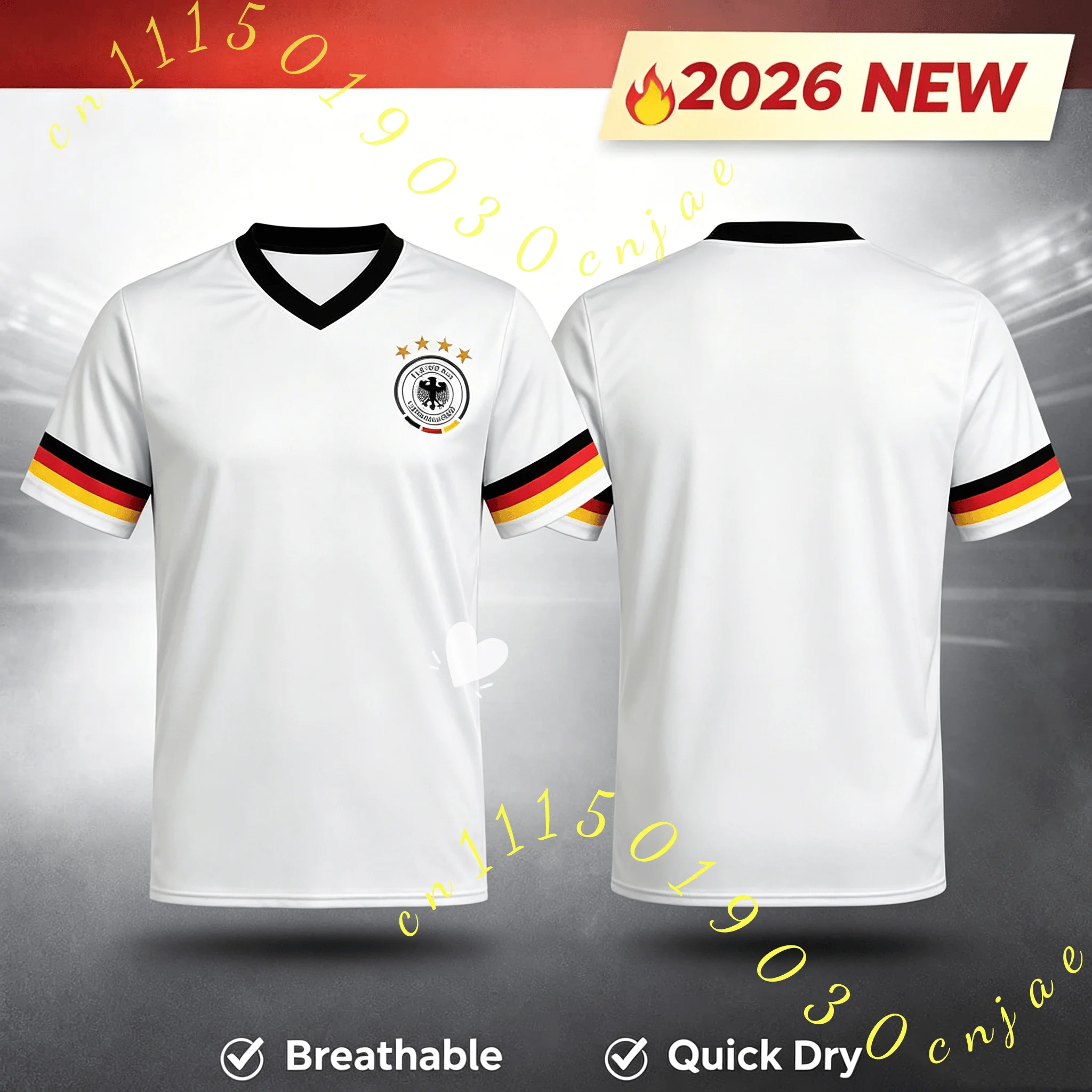 Deutschland Germany Football Tee Jersey 2026 Soccer World Game Design Print T-shirt Men Women Clothing Short Sleeve V-neck Shirt
