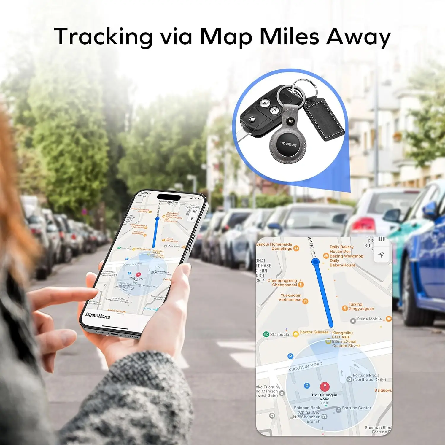 MOMAX Tracker Tag Lost Key Finder Works with Apple Find My APP Sound Location Locator Pintag for Luggage Suitcase Wallet Pet Kid