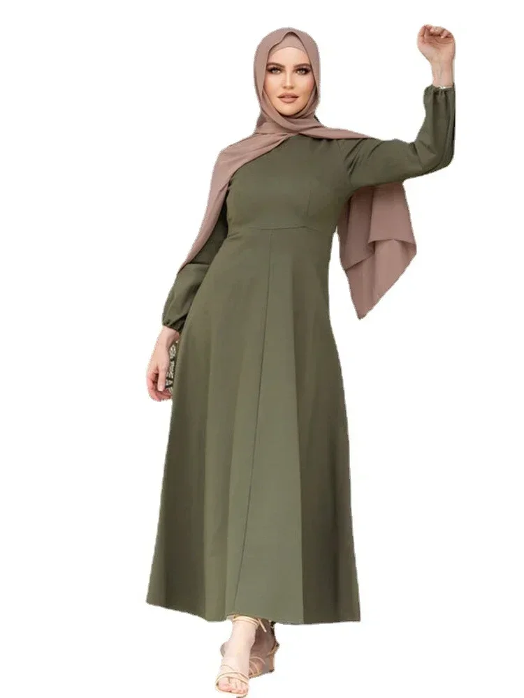 

Ид мусульманское женское однотонное платье Абая, длинное макси Vestidos Largos, скромное элегантное платье Рамадана, абайи, исламский халат 2026