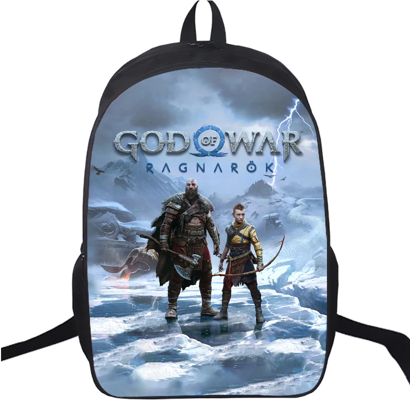 

Game God of War Ragnarok Backpack 16 Inch Kratos Atreus Cartoon Girls Boys Schoolbag Teens Kids Waterproof Shoulder Rucksack