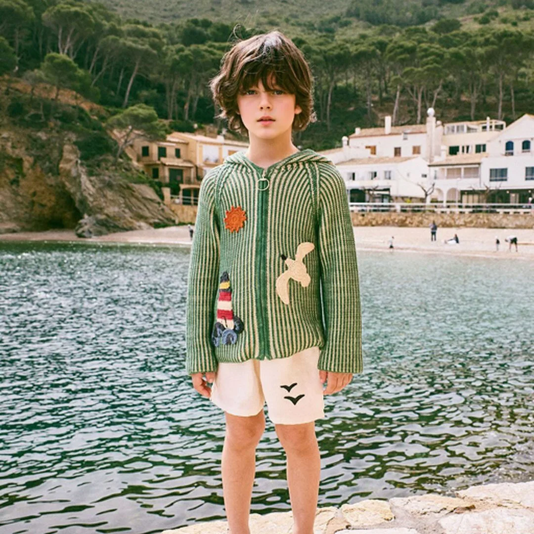 Autumn And Winter New Children's Jacket Three-Dimensional Cartoon Versatile Cardigan Jacket Hooded Knitwear