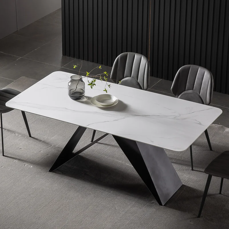 

#Italian Light Luxury Dining Table and Chair Set Rectangular Marble Dining Tablemodern Household Dining Table