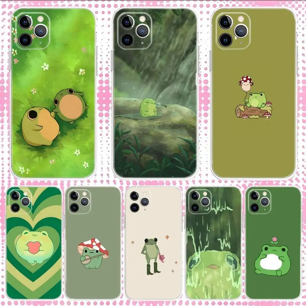 

Cartoon Frog Phone Case For iPhone 17,16,15,14,13,12,11,Pro,Max,Plus,Air,X,XS,XR,SE,Mini Transparent Silicone Soft