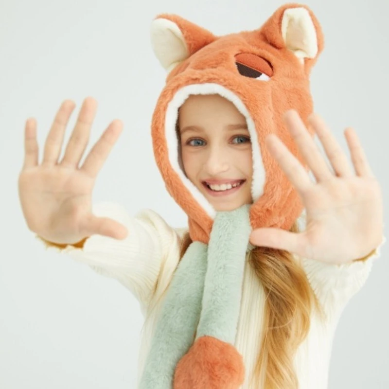 

Hot Disney Anime Zootopia 2 Plush Hat Cartoon Judy Nick The Ears Can Move Ear Protectors Winter Keep Warm Supplies