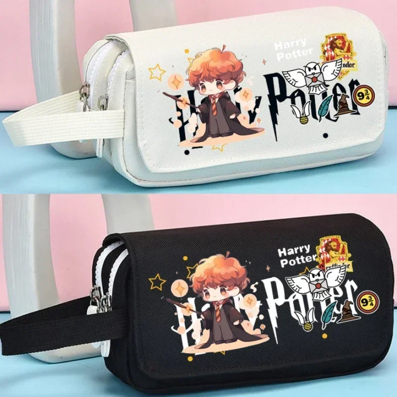 Sac de rangement portable Harry Potter, trousse à crayons, Kawaii, dessin animé Rick, étudiant, jouets pour enfants, cadeaux de vacances