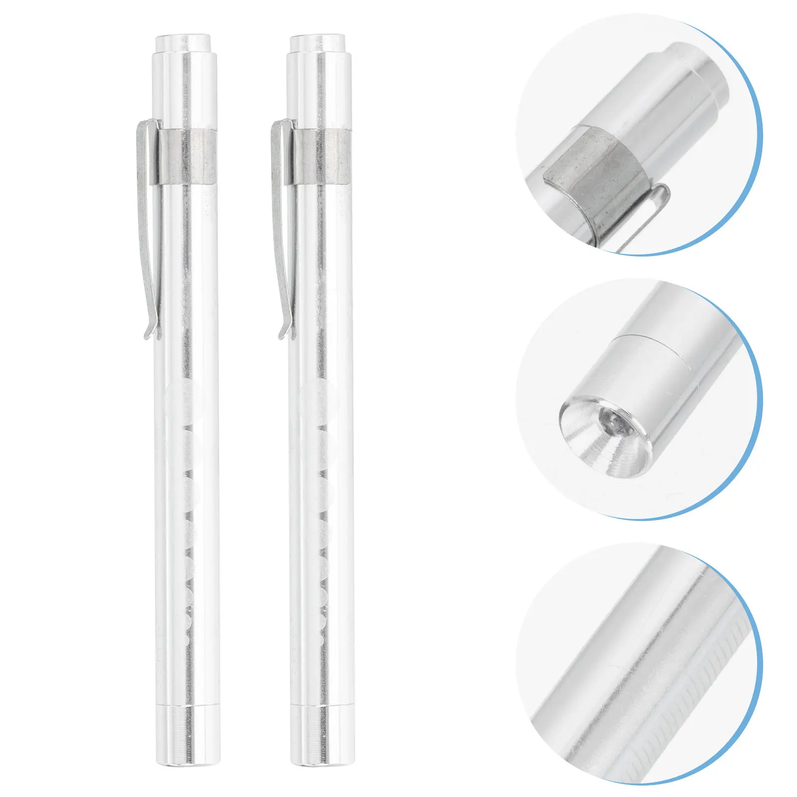 2Pcs Portable Pen Light LED Aluminum Alloy with Pupil Gauge for Pupil Inspection Oral Examination Doctor Nurse Clinic