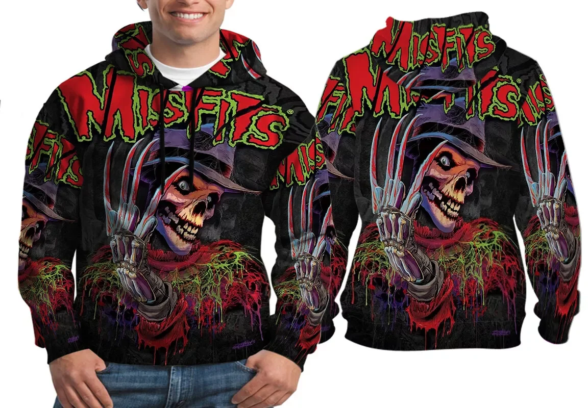 Horror The Misfits Band Hoodies 3D All Over Print Hip Hop Trend Sweatshirts Men/Women Tracksuit Pullovers Oversized Man Clothing