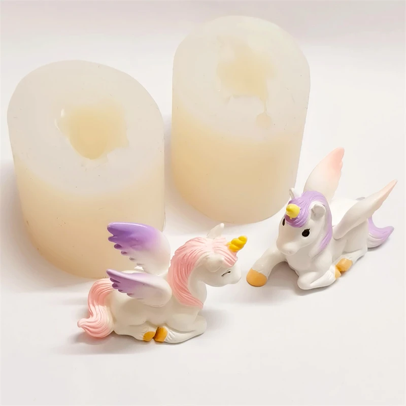 4 Styles Unicorn Candle Silicone Mold DIY Handmade Aromatherapy Gypsum Epoxy Resin Making Mould Dessert Chocolate Baking Tools