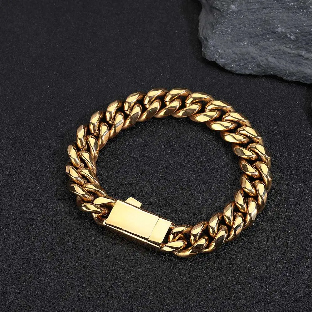 

Hip Hop Jewelry Men Stainless Steel Bracelet 6-12mm Miami Cuban Link Charm Bracelet For Men Pulsera Acero Inoxidable