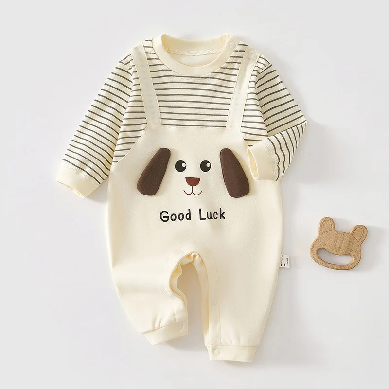 Baby boy one-piece spring and autumn cotton newborn clothes foreign style Ha Yi baby super cute cute crawling clothes