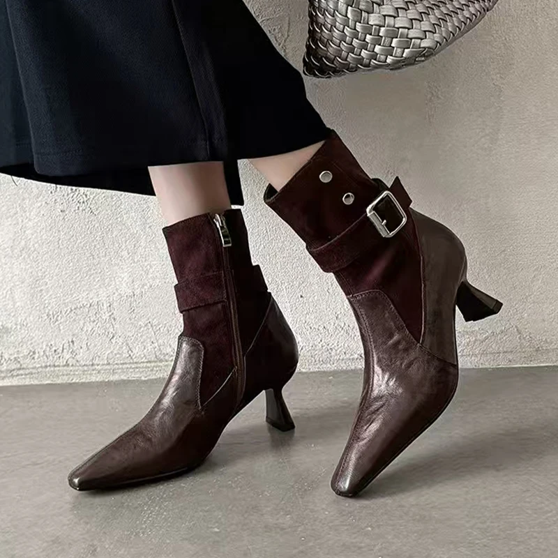 عالية الكعب مثير النساء أحذية أنيقة أحذية من الجلد الحفلات 2025 الشتاء أشار تو تشيلسي الأحذية الاتجاه امرأة مضخات مكتنزة Zapatos #3